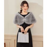 グレー | ショール ラビットフェイクファー コサージュ付き | DRESS+
