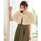 ベージュ | ショール ラビットフェイクファー コサージュ付き 結婚式 | DRESS+