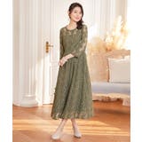 カーキ | ワンピース ドレス レース 結婚式 披露宴 パーティー | DRESS+