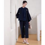 ネイビー | セットアップ 2点セット クロップドパンツ | DRESS+