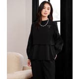ブラック | ペプラムパンツセットアップ パーティースーツ | DRESS+