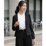 ブラック | 薄手素材の軽やかノーカラージャケット | DRESS+