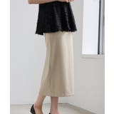 ベージュ | 深スリットのきれいめタイトスカート | DRESS+