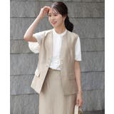 ベージュ | マニッシュに決まるノーカラージレベスト | DRESS+