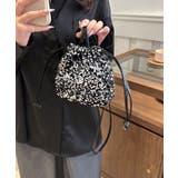 グレー | キラキラ輝くスパンコール巾着バッグ | DRESS+