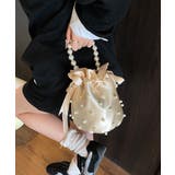 シャンパン | パールハンドル付きパーティーバッグ | DRESS+