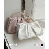 ギャザーデザインのパールハンドル付きバッグ  | DRESS+ | 詳細画像1 