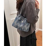 ネイビー | きらめくデニム素材のショルダーバッグ | DRESS+