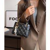 ブラック | キルティング チャーム付き ハンドバッグ | DRESS+