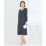 ネイビー | フォーマル ワンピース オフィスカジュアル 袖あり | DRESS+