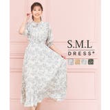ワンピース 花柄 レトロ柄 半袖 プリーツ ミモレ丈 | DRESS+ | 詳細画像1
