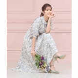 グレー | ワンピース 花柄 レトロ柄 半袖 プリーツ ミモレ丈 | DRESS+