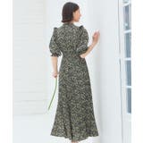 ブラック | ワンピース 花柄 レトロ柄 半袖 プリーツ ミモレ丈 | DRESS+