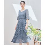 チャコール | ワンピース ドレス レースミモレ丈 総レース 結婚式 | DRESS+