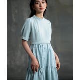 ミント | 2素材ドッキングワンピース 半袖 ロング丈 | DRESS+