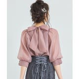 スモークピンク | ブラウス リボンカラー 七分袖 シアー素材 裏地付き卒業式 成人式 | DRESS+