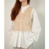 ベージュ | ベスト フリンジベスト 前後2WAY ショート丈 | DRESS+