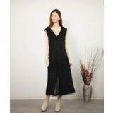 ブラック | フリンジ フェザーヤーン キャミワンピース | DRESS+