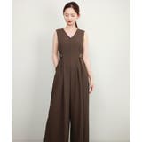 ブラウン | サイドボタン オールインワン サロペット | DRESS+