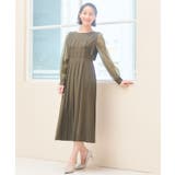 カーキ | ワンピース ドレス プリーツ Iライン ミモレ丈 | DRESS+