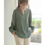 パール付きキーネックブラウス | SAISON DE PAPILLON  | 詳細画像3 