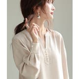 パール付きキーネックブラウス | SAISON DE PAPILLON  | 詳細画像21 