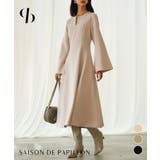 パール付きキーネックフレアワンピース | SAISON DE PAPILLON  | 詳細画像1 