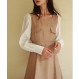 ラメツイードとシャツ袖がドッキングの異素材ワンピース | SAISON DE PAPILLON  | 詳細画像24 