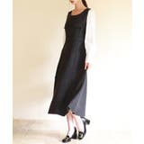 ブラック | ラメツイードとシャツ袖がドッキングの異素材ワンピース | SAISON DE PAPILLON 