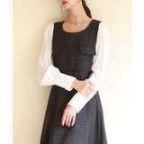 ラメツイードとシャツ袖がドッキングの異素材ワンピース | SAISON DE PAPILLON  | 詳細画像35 