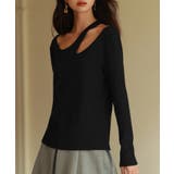 ブラック | カットアウトリブカットソートップス | SAISON DE PAPILLON