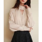 アイボリー | チョーカーネック長袖ブラウス | SAISON DE PAPILLON