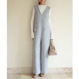 グレー | 深Vネックツイードオールインワン | SAISON DE PAPILLON