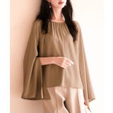 ブラウン | スリットフレアスリーブブラウス | SAISON DE PAPILLON