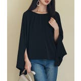 ブラック | スリットフレアスリーブブラウス | SAISON DE PAPILLON