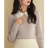 レイヤード風バイカラーニットプルオーバー | SAISON DE PAPILLON  | 詳細画像12 