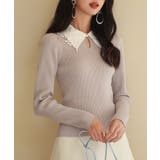 レイヤード風バイカラーニットプルオーバー | SAISON DE PAPILLON  | 詳細画像4 