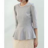 グレー | ペプラムデザインパール衿カットソー | SAISON DE PAPILLON 