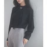 ブラック | スタンドカラー長袖ブラウス | SAISON DE PAPILLON