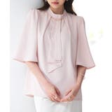 ピンクベージュ | ゴールドモチーフボウタイブラウス | SAISON DE PAPILLON