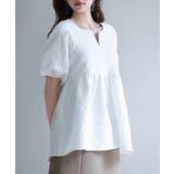 フクレジャガード生地キーネックブラウス | SAISON DE PAPILLON | 詳細画像12