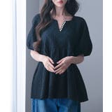 フクレジャガード生地キーネックブラウス | SAISON DE PAPILLON | 詳細画像35