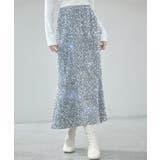 チャコール | スパンコールベロア生地フレアスカート | SAISON DE PAPILLON 