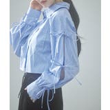 袖リボンショート丈ストライプシャツ | SAISON DE PAPILLON  | 詳細画像3