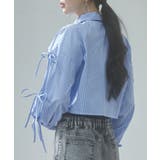 袖リボンショート丈ストライプシャツ | SAISON DE PAPILLON  | 詳細画像4