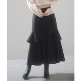 ブラック | アシンメトリティアードロングスカート | SAISON DE PAPILLON