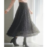 ブラック | カットジャガード素材フレアスカート | SAISON DE PAPILLON 