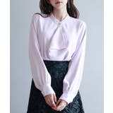 ラベンダー | とろみ生地フリル金ボタンブラウス | SAISON DE PAPILLON 