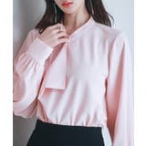 ピンク | とろみ生地フリル金ボタンブラウス | SAISON DE PAPILLON 