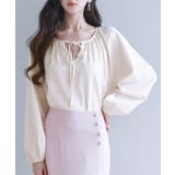 アイボリー | リボン付きVネックギャザーブラウス | SAISON DE PAPILLON